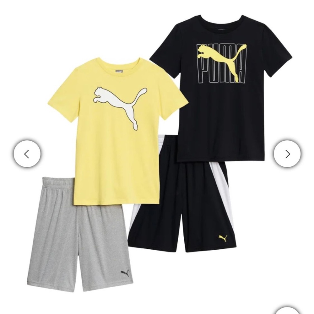 PUMA Kids' 2-Pack Tee & Short Pajama Set - Yellow/Black